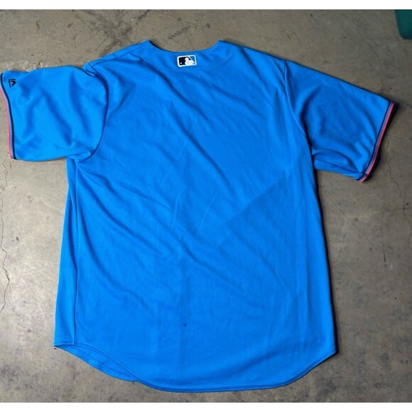 Miami Marlins Majestic Alternate 2019 Size L Cool Base Team Jersey Blue MLB - Picture 7 of 8